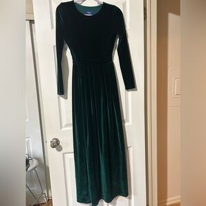 Emerald Green Velvet Dress with Slit